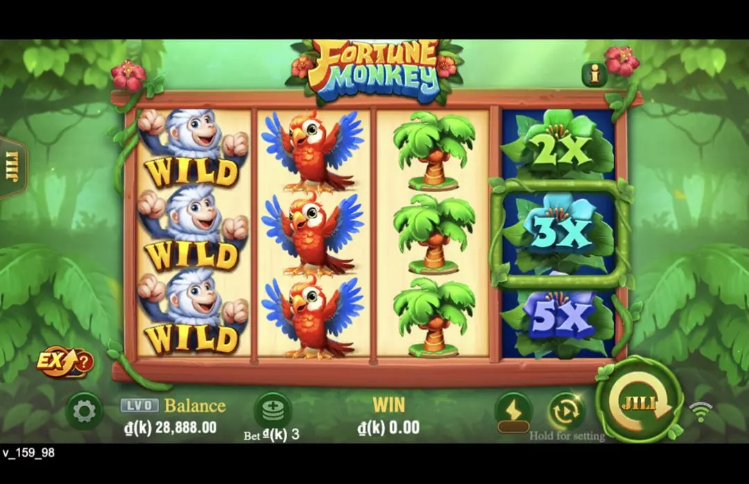 Ảnh giao diện chính game Fortune Monkey (slot JILI) chơi tại LC79
