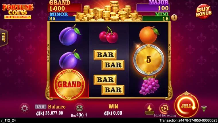 Ảnh giao diện chính game Fortune Coins (slot JILI) chơi tại LC79